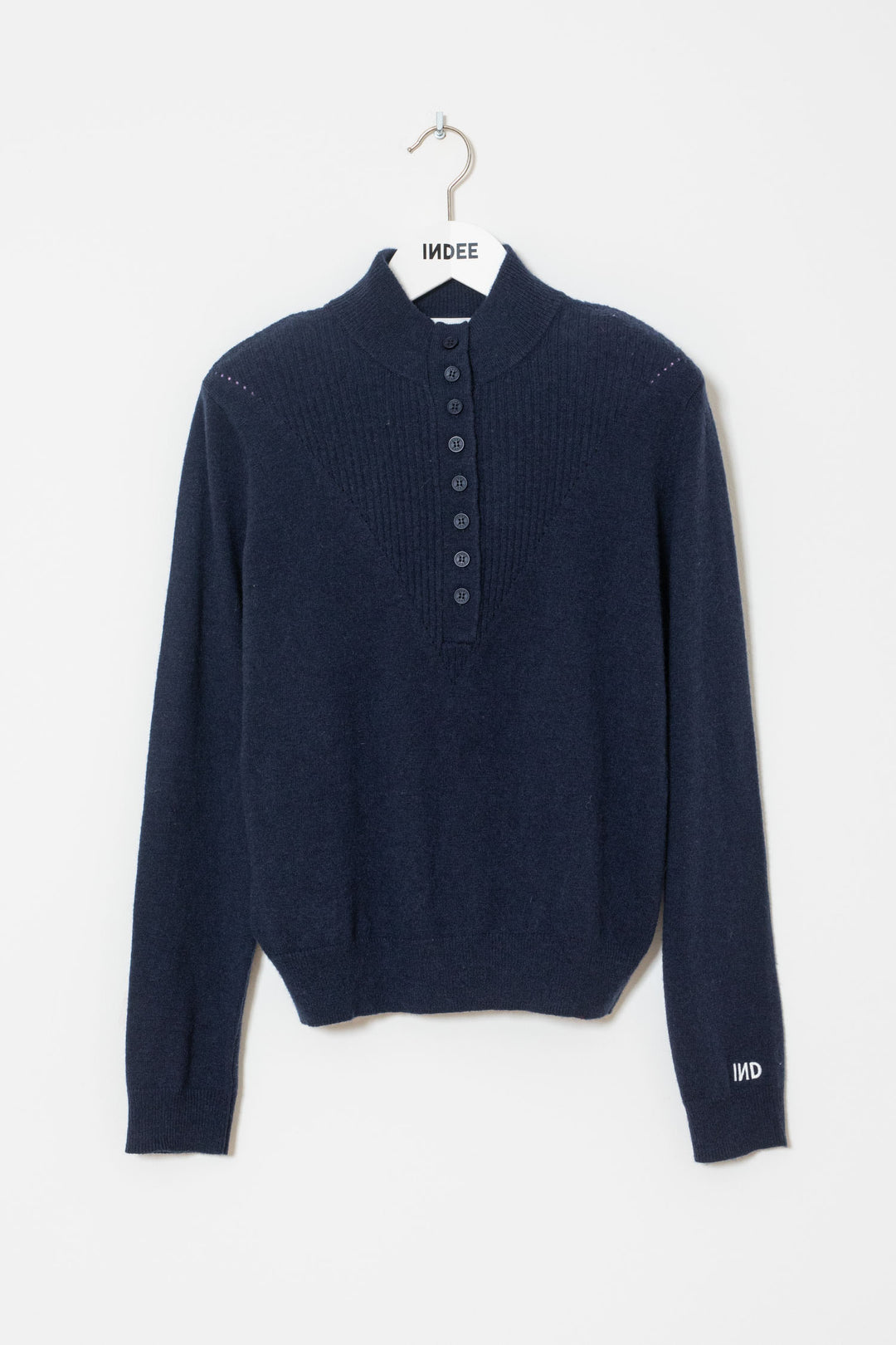 WINTER HIGH NECK PULLOVER WITH BUTTONS - NAVY