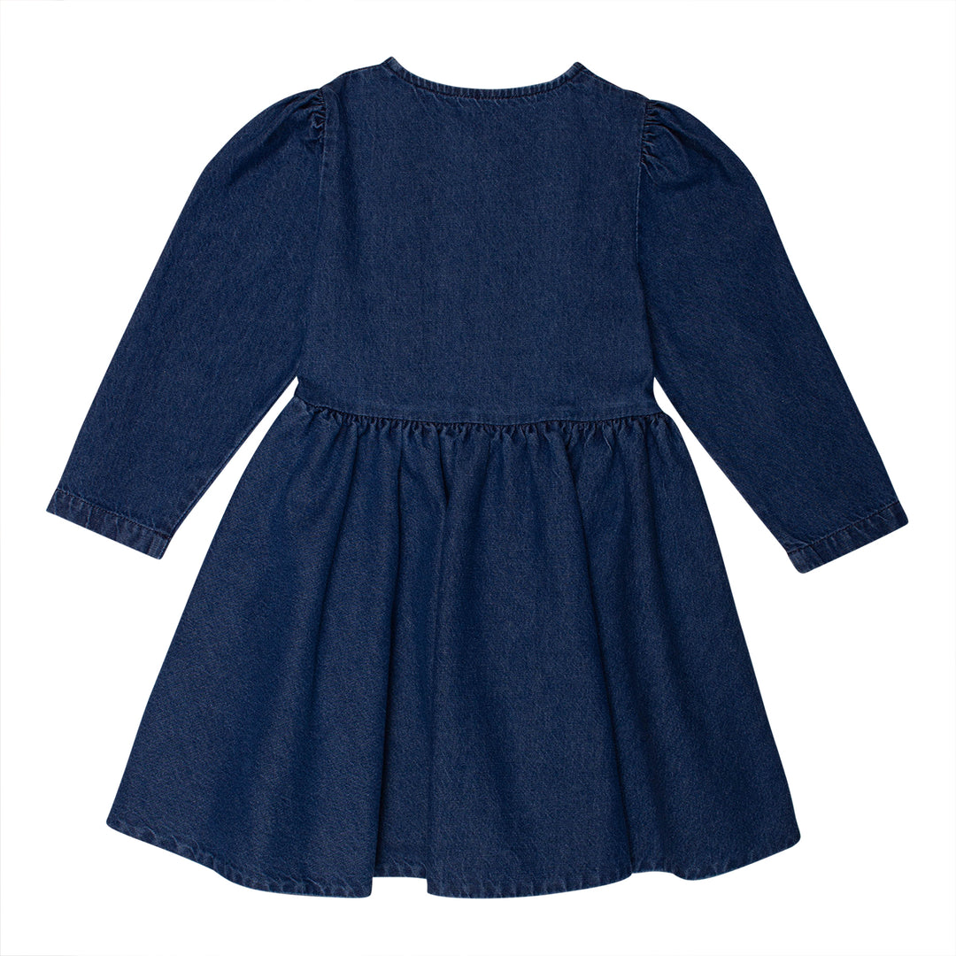 W91-DENIM PUFF DRESS-INDIGO MID WASH