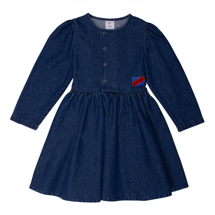 W91-DENIM PUFF DRESS-INDIGO MID WASH