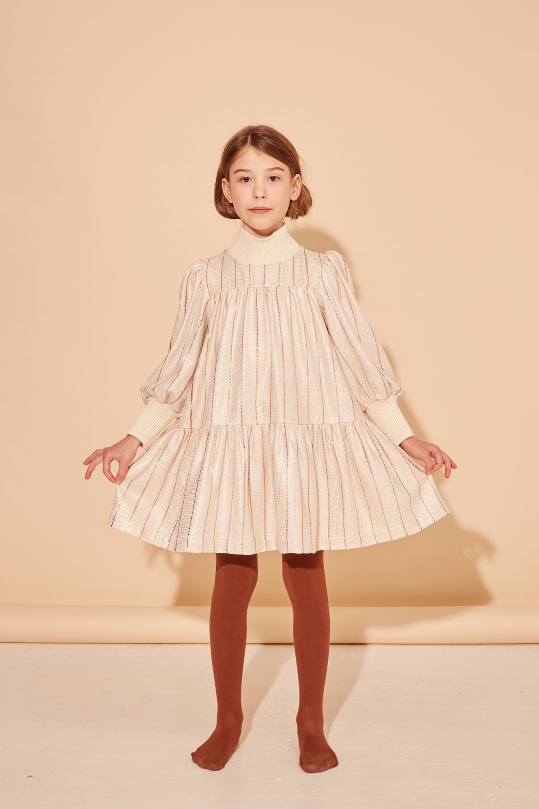 WORD OF MOUTH DRESS-CATS COAT WHITE WITH GOLD