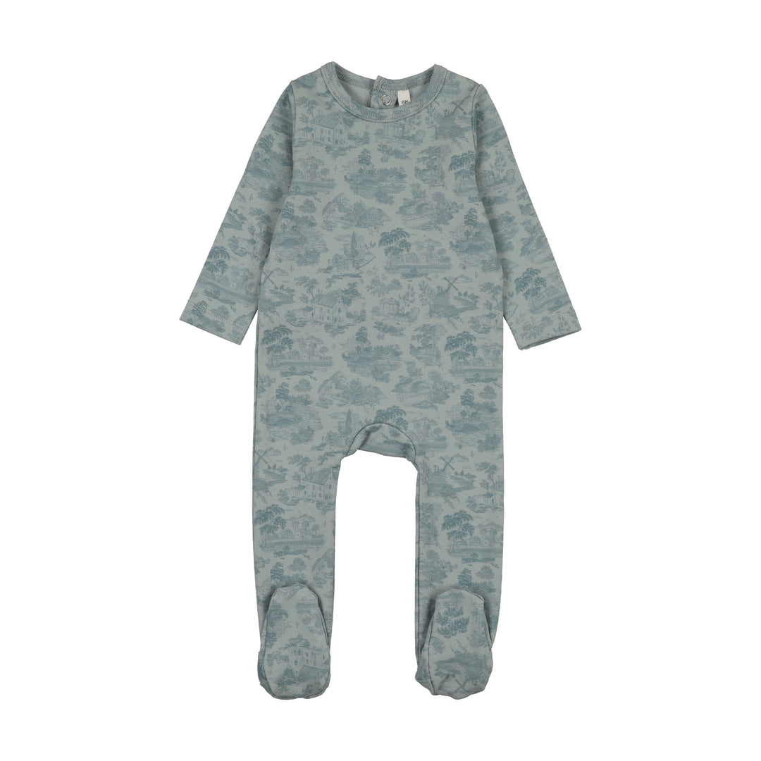 WP260040F Farmhouse (Toile) Footie - Blue