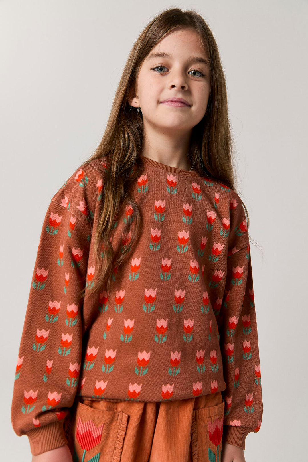 E26209 PRINTED SWEATSHIRT - SUNSET TULIP