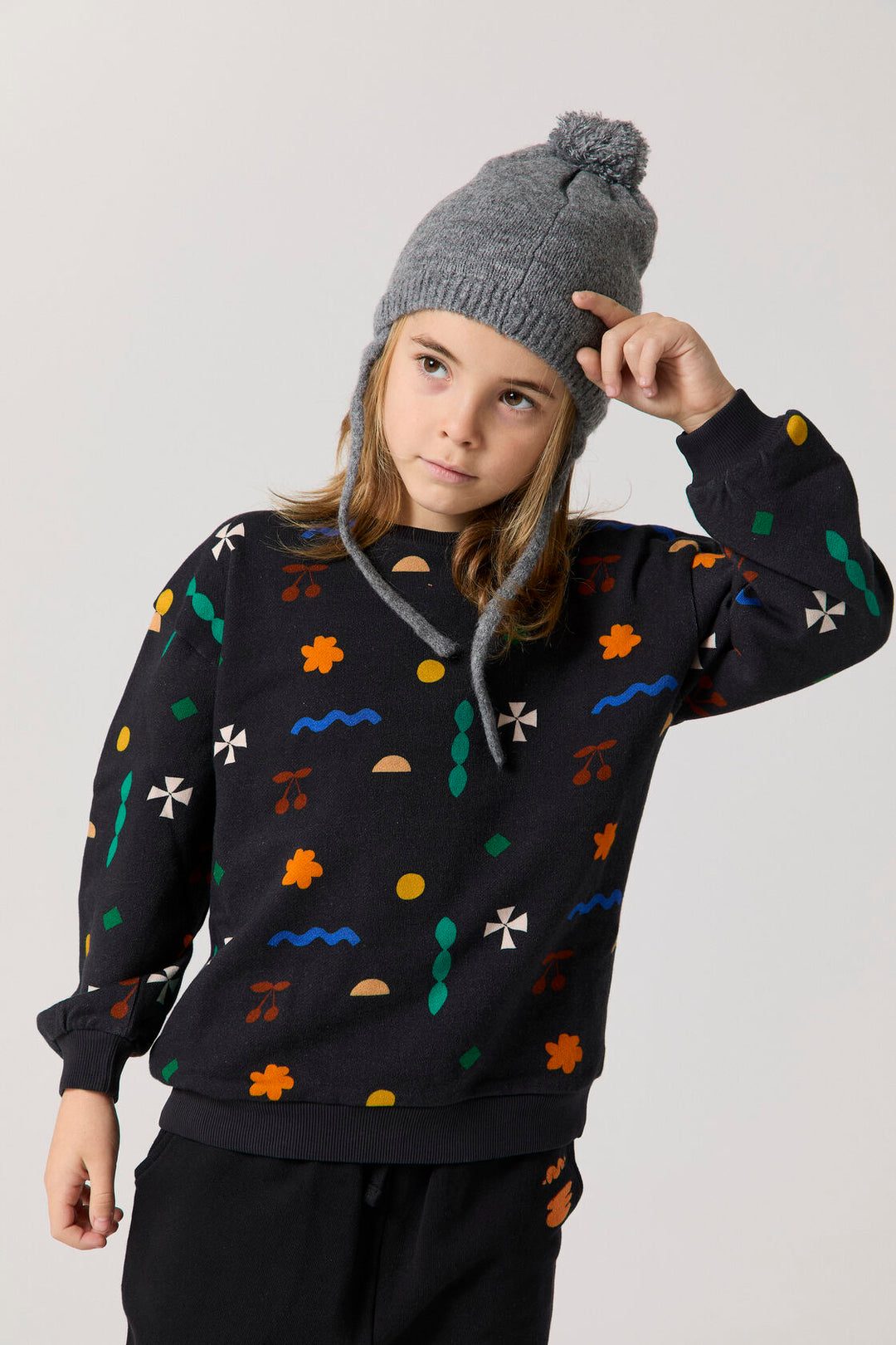 E26209 PRINTED SWEATSHIRT - BLACK QUILT