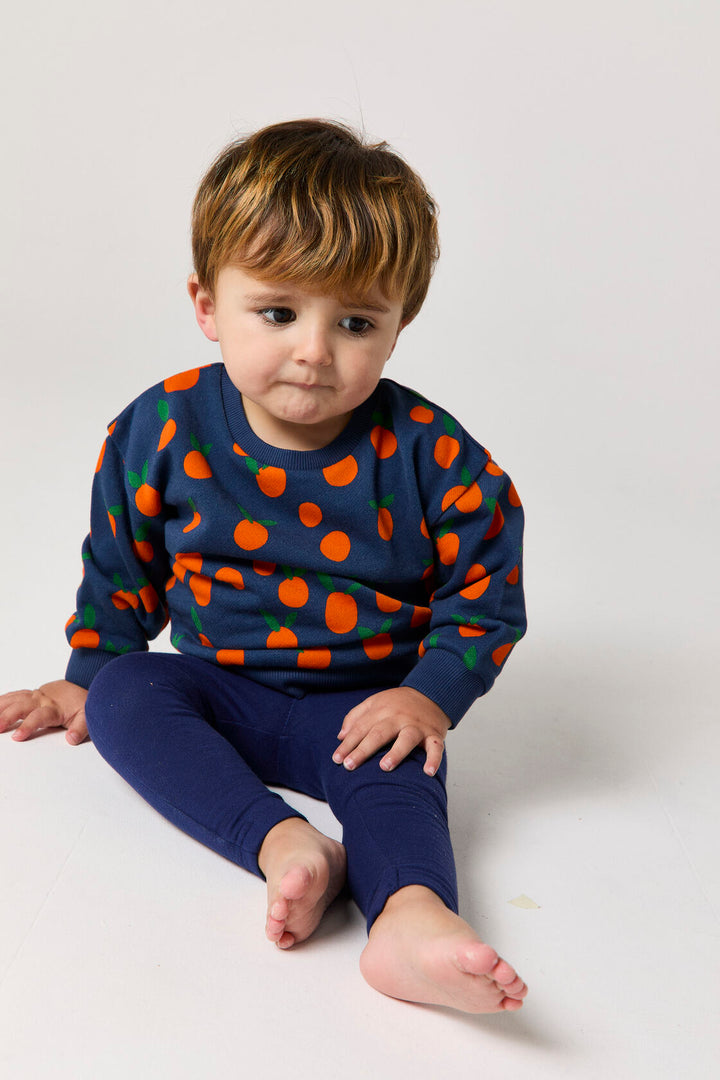 E26209 BABY PRINTED SWEATSHIRT - NAVY TANGERINE