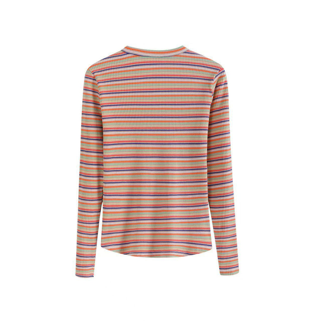 Beige Multi Stripe Smile Tee