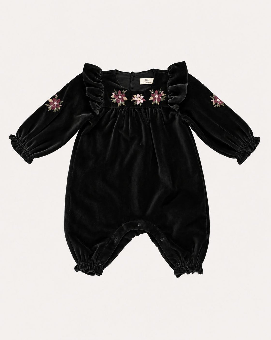 FL-FW26-00061 MAGGIE BABY OVERALL ROMPER - VELVET BLACK