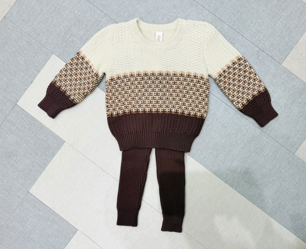TC015ND/TC026DP  ALLAN SWEATER/LEGGING SET - NATURAL/DARK PLUM
