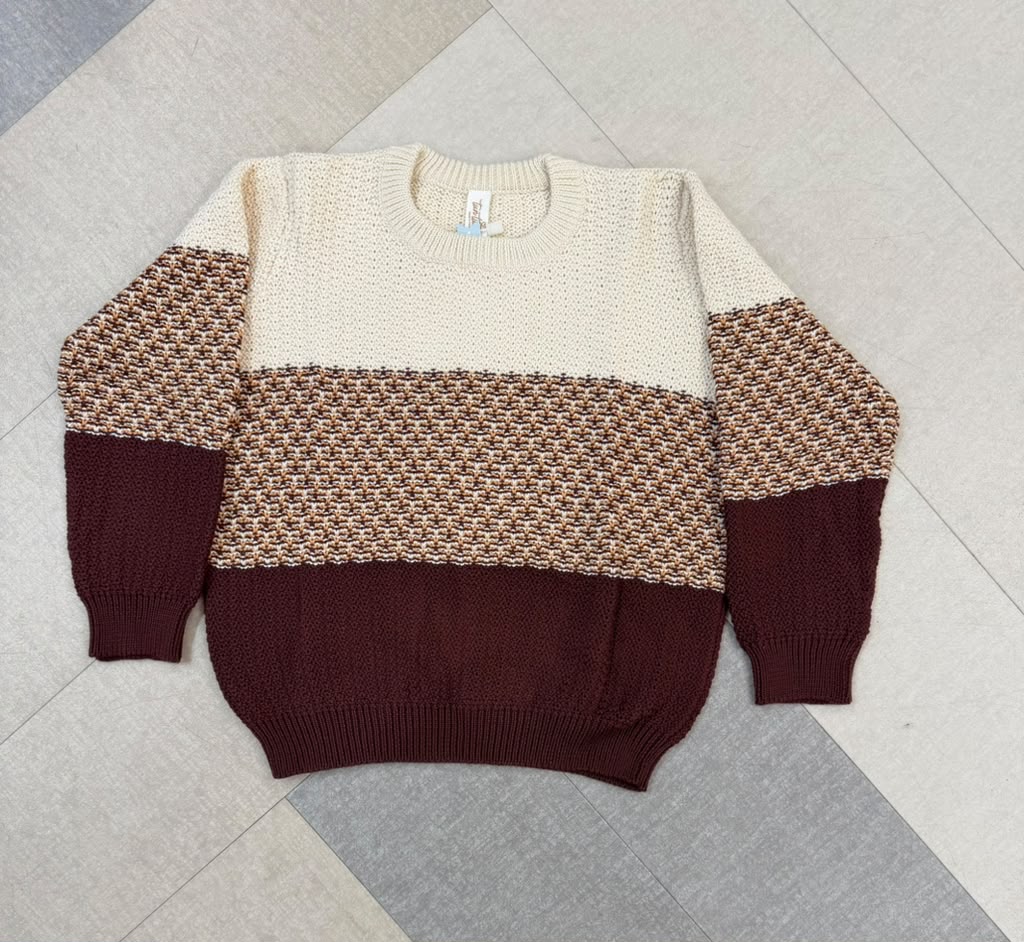 TC015ND ALLAN SWEATER - NATURAL/DARK PLUM
