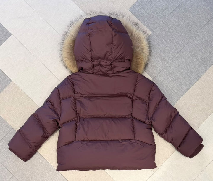 JG821N/T/TMST PADDED HOODED JKT AND RACCOON FUR NATURALCOLOR - BERRY CHOCOLATE