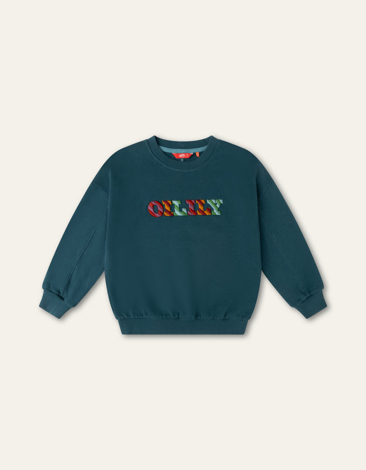 YF26BHJ501 DEEP TEAL BOYS HARVEY LOGO CREWNECK SWEATSHIRT