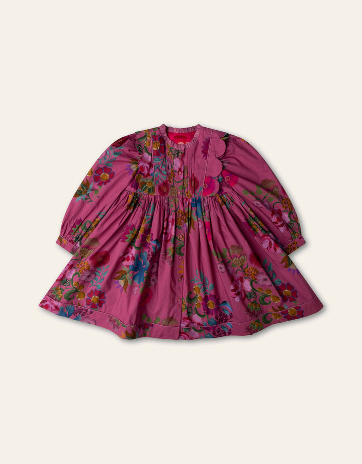 YF26GDR210 RED VIOLET GIRLS DOUCE BOTANIQUE DRESS