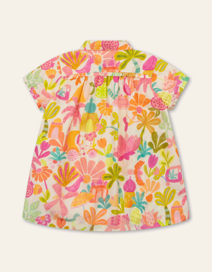 017 DALOO GIRLS FLORAL DRESS - ALMOND OIL