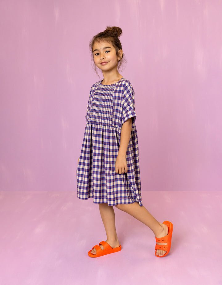 519 DONICA GIRLS PLAID DRESS - ROYAL BLUE