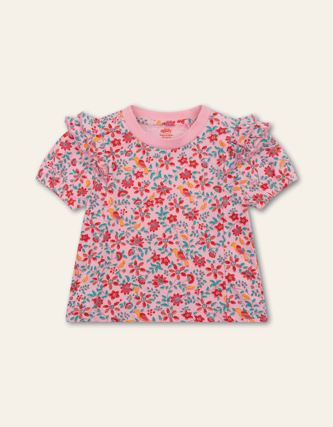 326 TODDLER GIRL TAMERIND AOP SS JERSEY TEE -CANDY PINK
