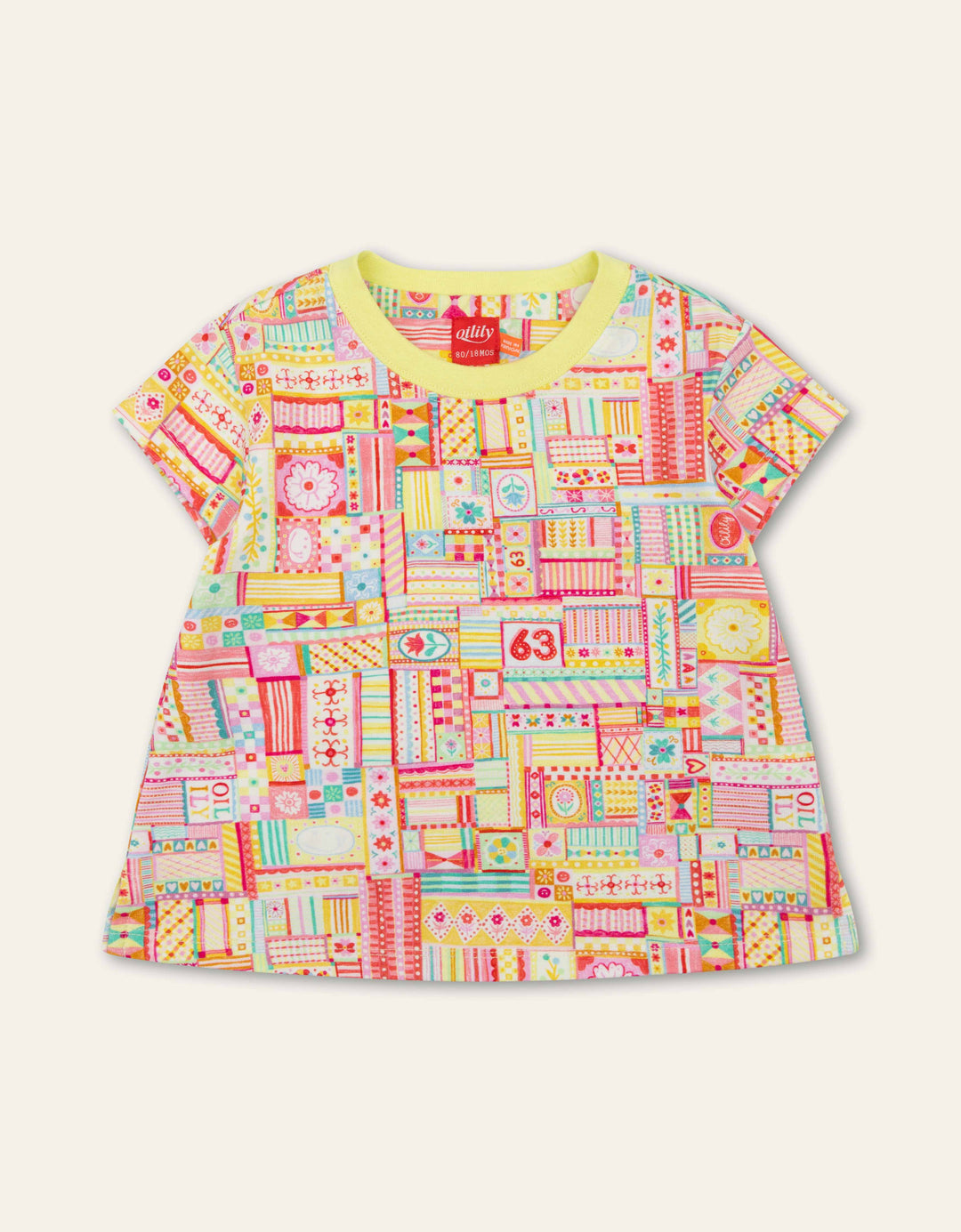 724 TODDLER GIRL TWINZ SS AOP JERSEY TOP - SUNNY LIME