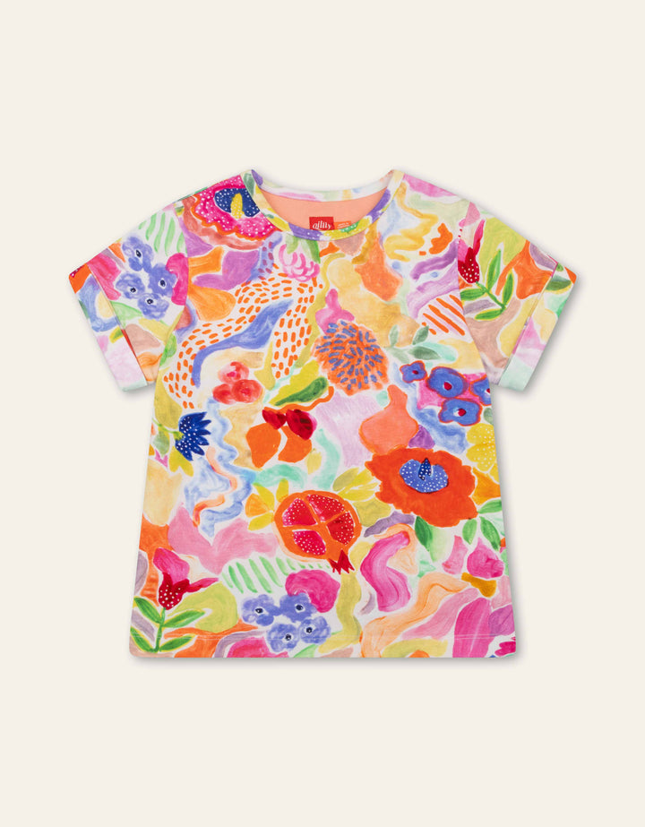 002 GIRL TUCKY AOP SS TSHIRT - WHISPER WHITE