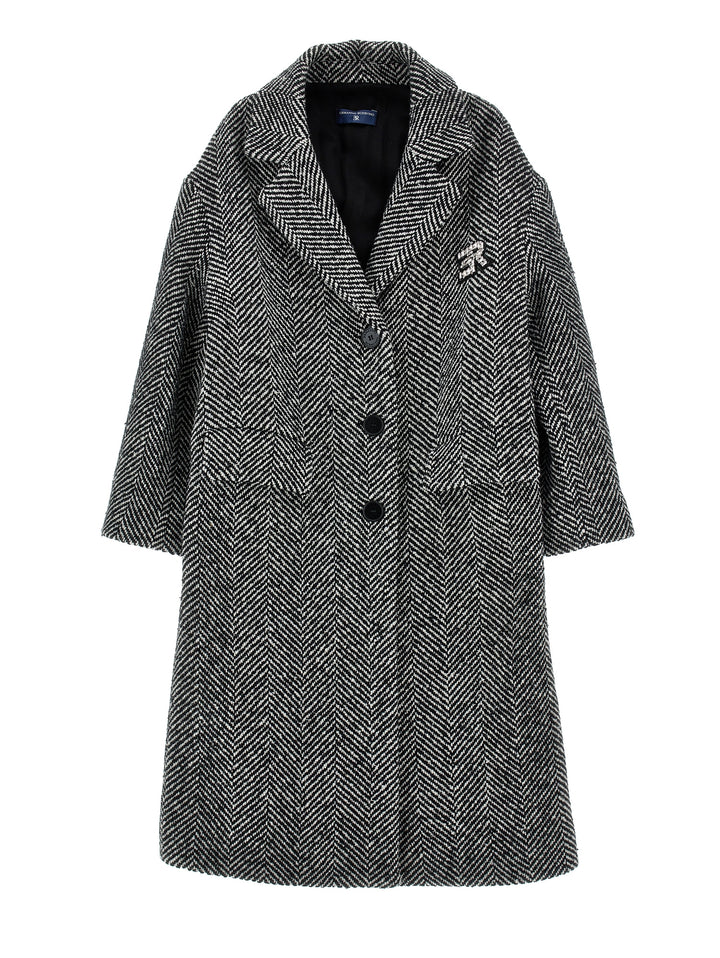 Z1H106 CAPPOTTO CAPPOTTO CHEVRON - PANNA+NERO