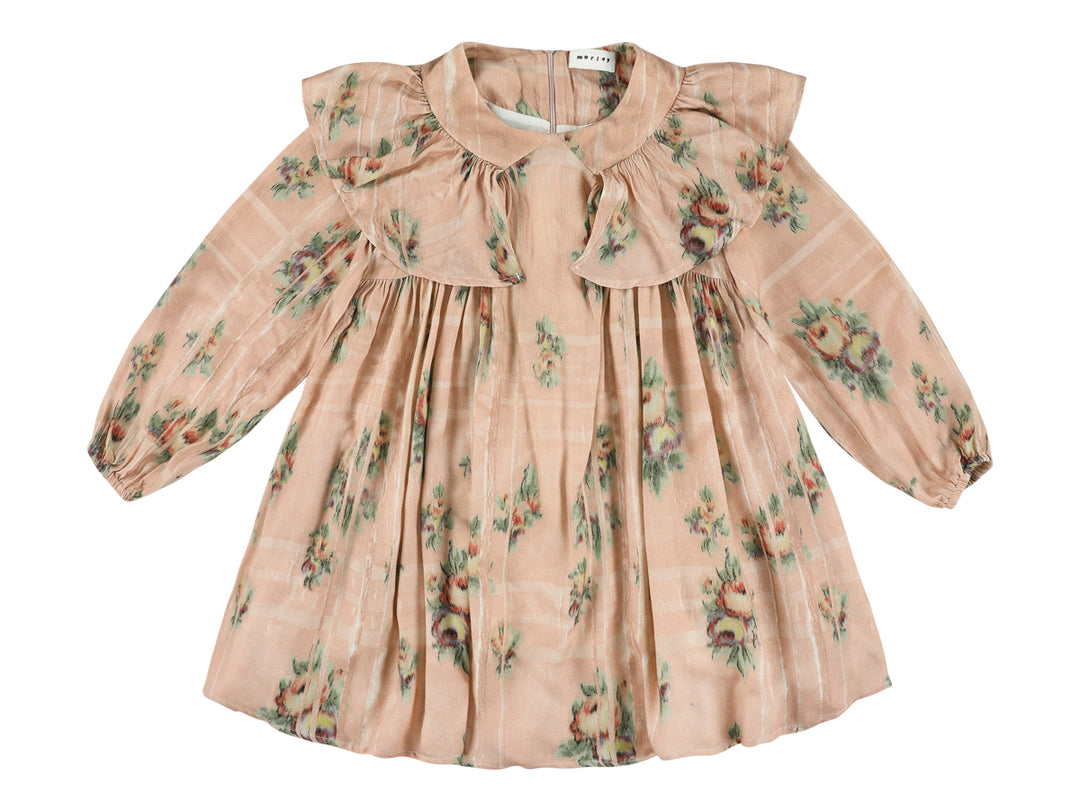 ZABEL LONG DRESS WITH RUFFLES ROSE