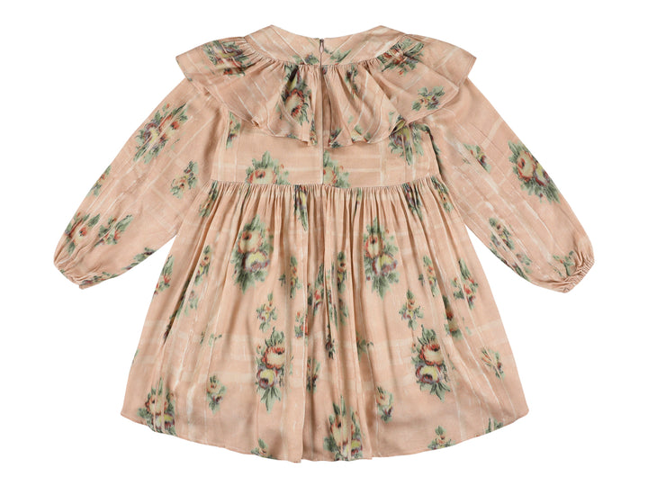 ZABEL LONG DRESS WITH RUFFLES ROSE