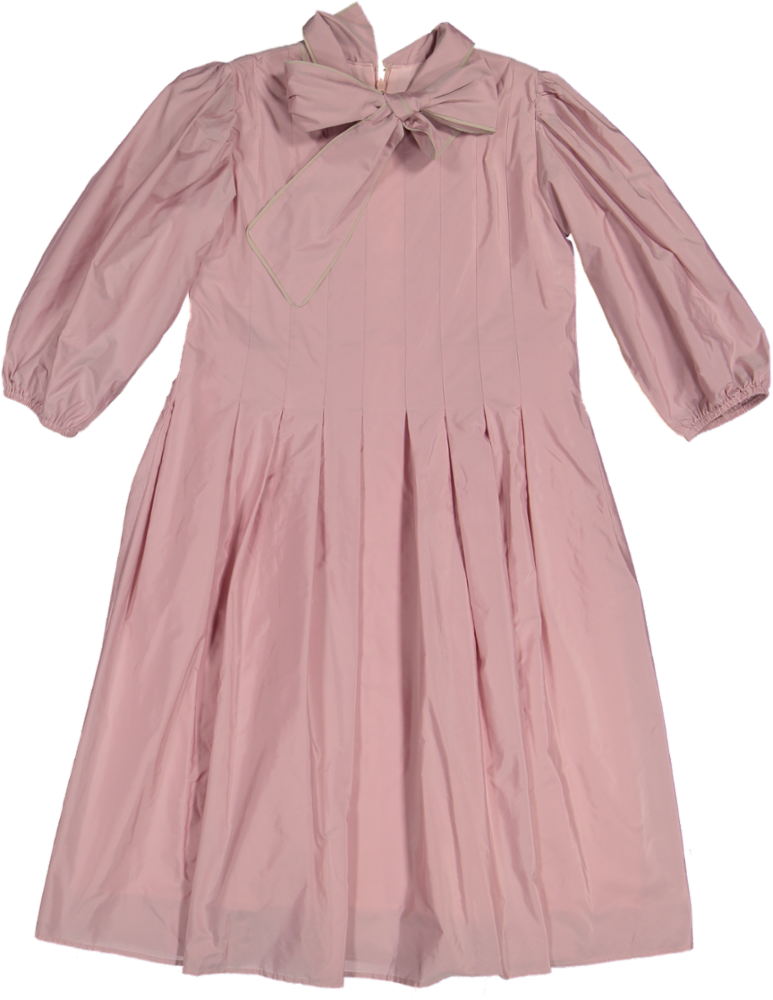 37106 DRESS 3/4 SLV - MIC TFT PINK-BEIGE