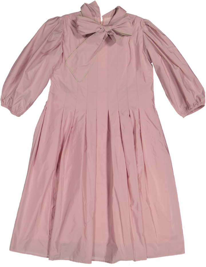 37106 DRESS 3/4 SLV - MIC TFT PINK-BEIGE