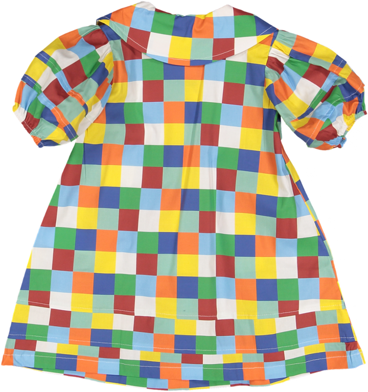 DR24 COTTON PUFF SLEEVE DRESS - COLORED SQUARE