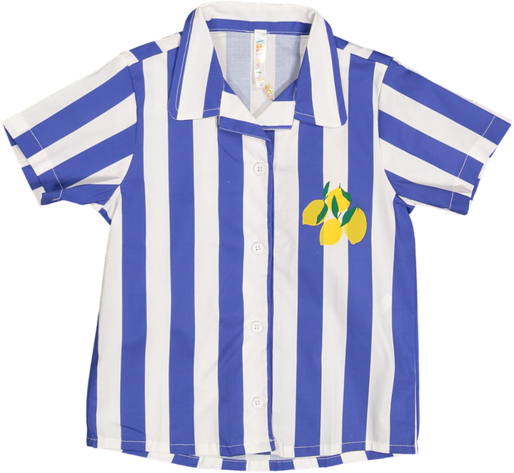 BN00-91 COTTON BOYS SHIRT - STRIPED BLUE