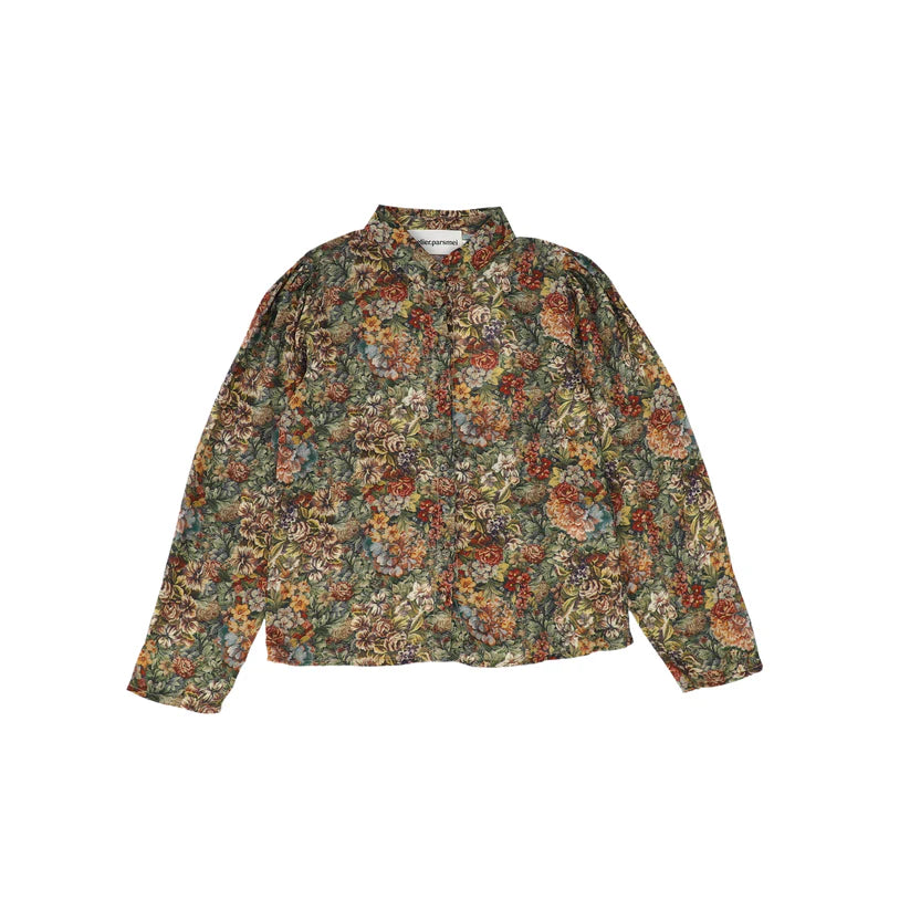 MOTE-LONG SLEEVE PEPLUM TOP W/HIGH NECK-Winter Forest Tapestry