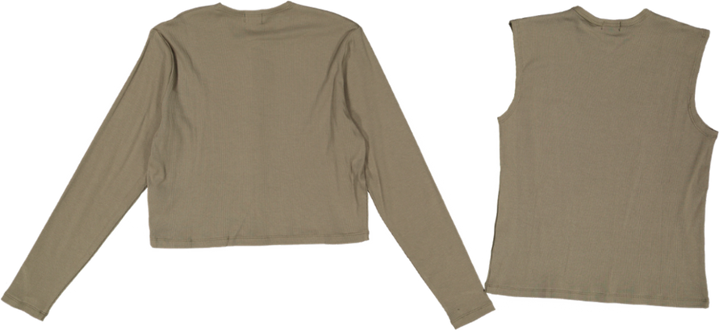 RVS640T-C-Cropped Ribbed Twin Set- Green Moss