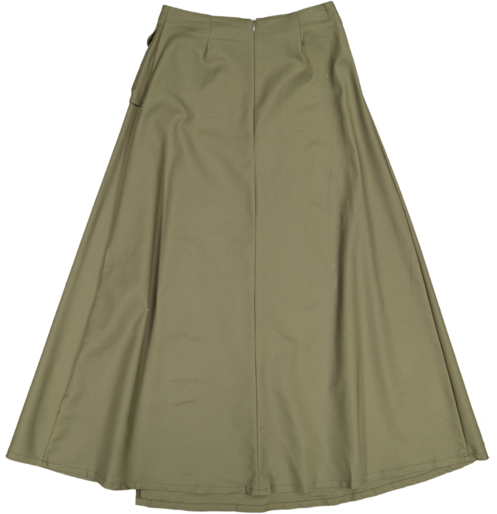 RVS619S-C-Aline Buckle Skirt- Green Moss
