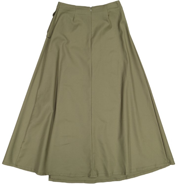 RVS619S-C-Aline Buckle Skirt- Green Moss
