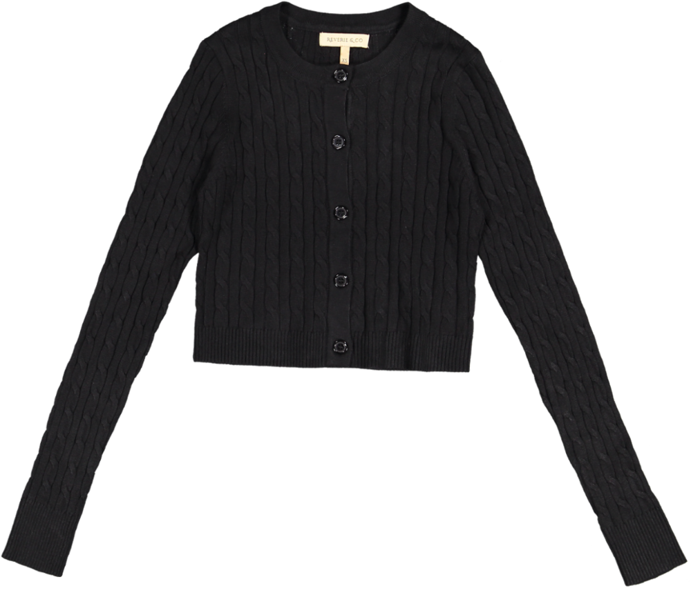 B6W5129T-B-Cable Knit Cardigan-BLACK