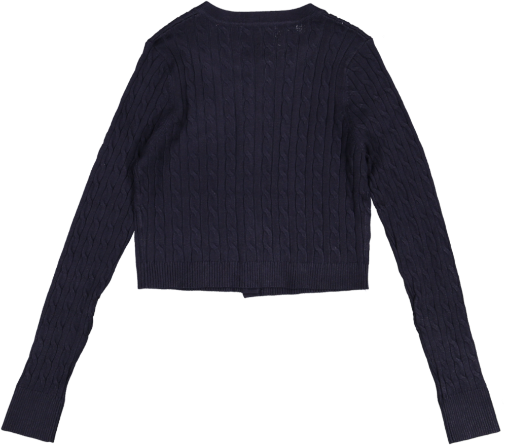 B6W5129T-C-Cable Knit Cardigan-NAVY