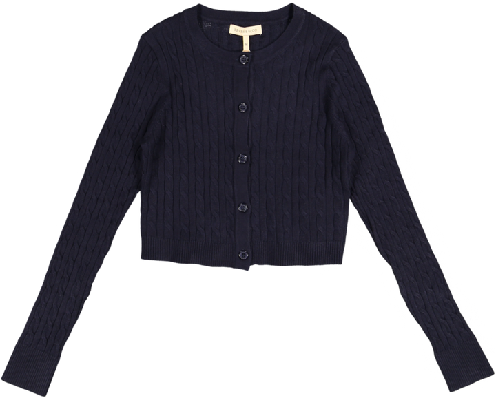 B6W5129T-C-Cable Knit Cardigan-NAVY