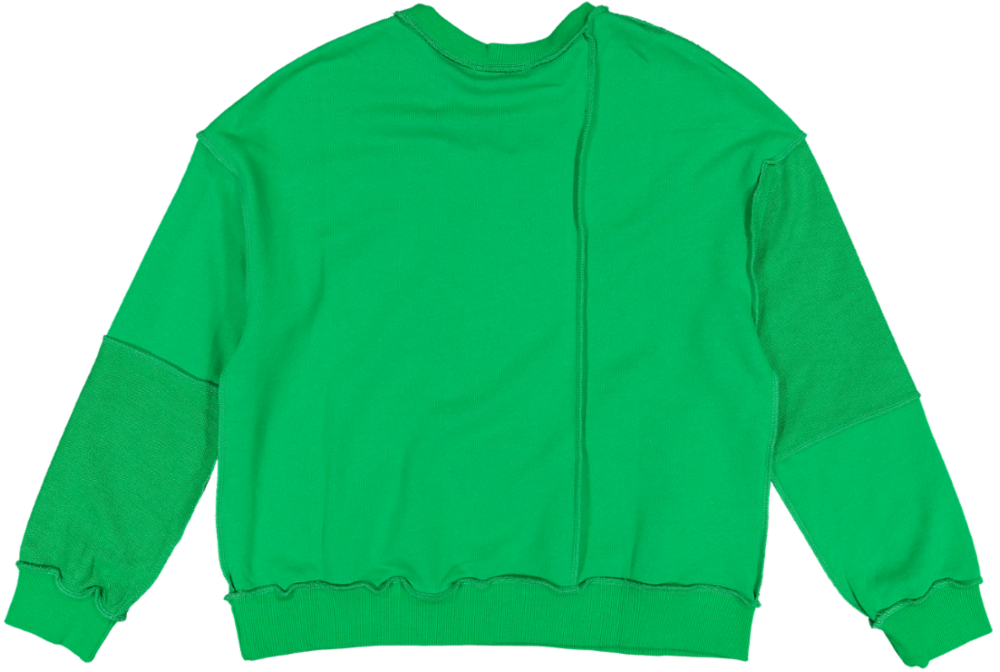 B6W5828T-C-raw edged sweater-KELLY GREEN