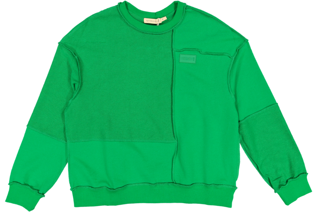 B6W5828T-C-raw edged sweater-KELLY GREEN