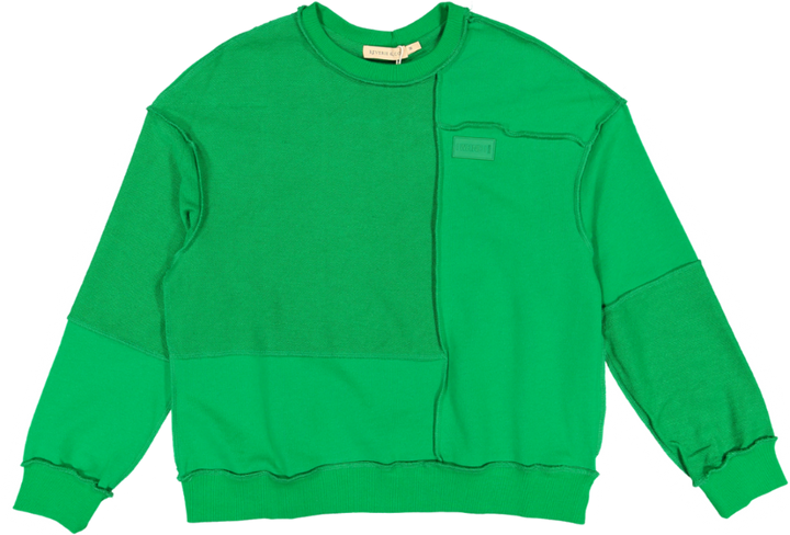 B6W5828T-C-raw edged sweater-KELLY GREEN