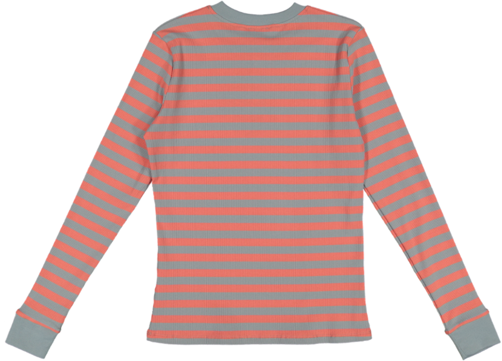 VB5030T-THICK STRIPED BAND T-SHIRT-coral/grey