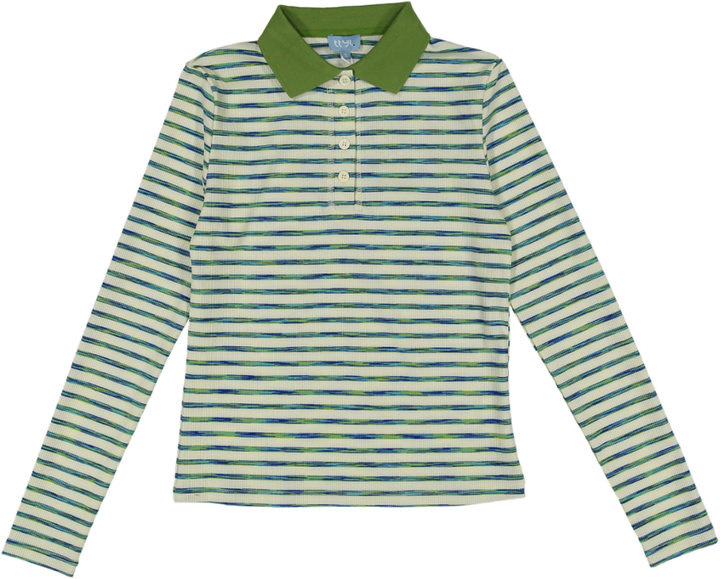 VB5033T-STRIPED HEATHER POLO -cream/green