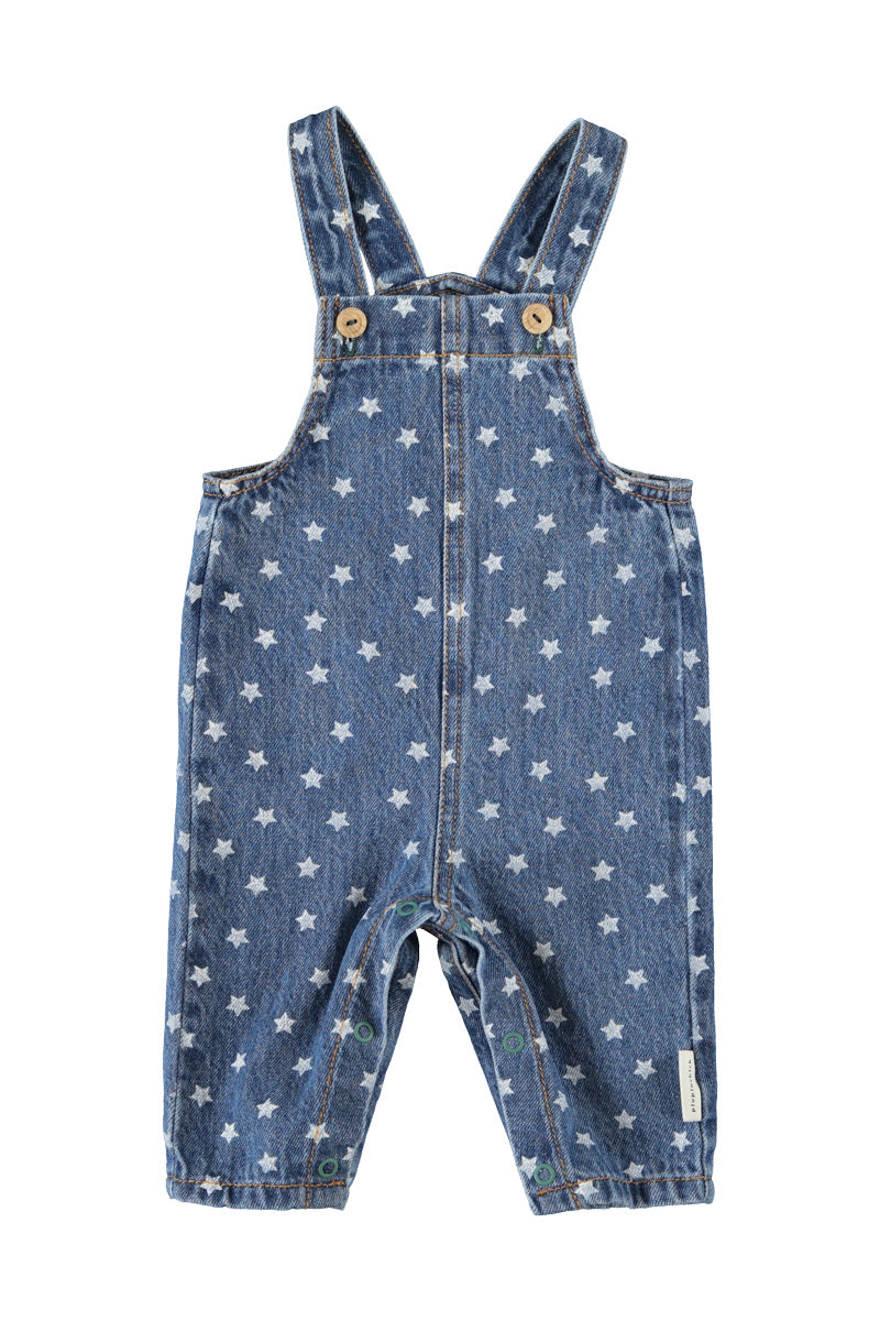 BB2609 BABY DUNGAREES - WASHED NAVY DENIM W/ STARS
