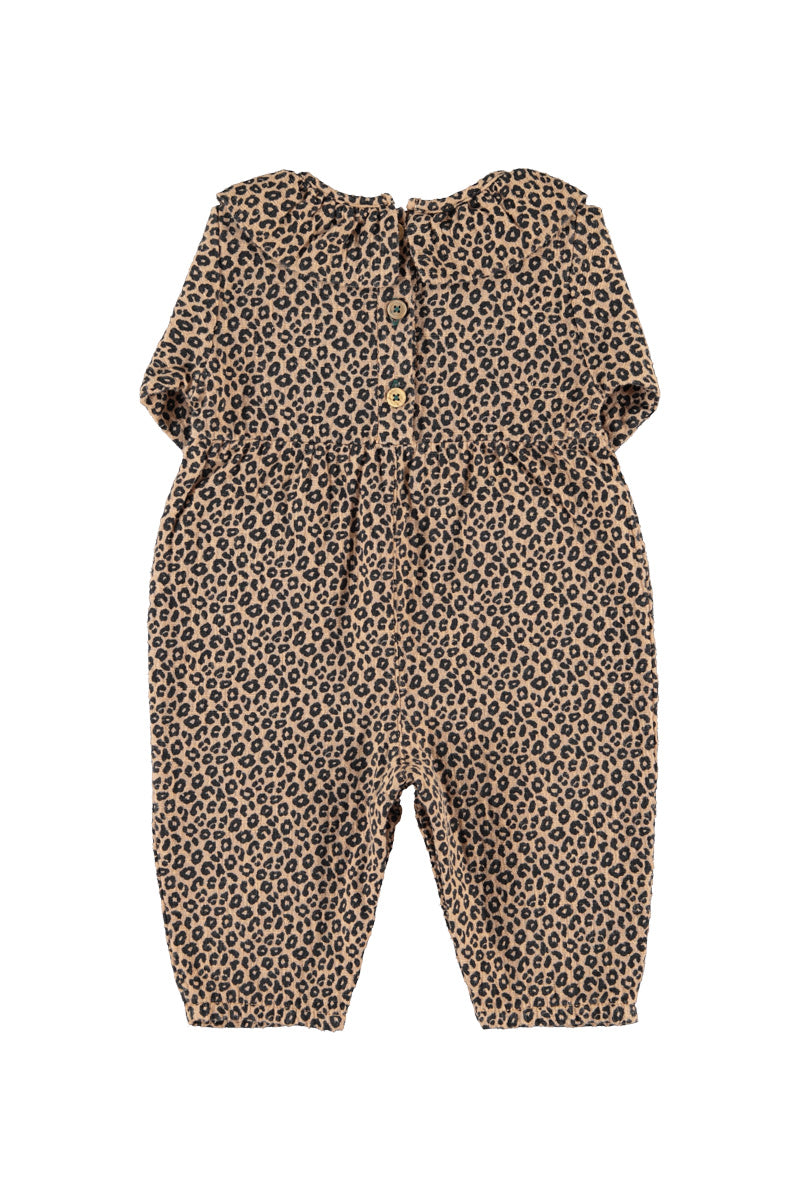 BB2608 BABY JUMPSUIT W/ COLLAR - BROWN W/ ANIMAL PRINT