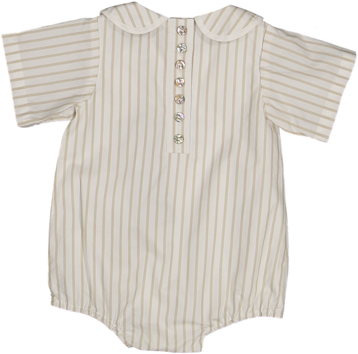 C-26516-Striped Collar Romper-White/Tan