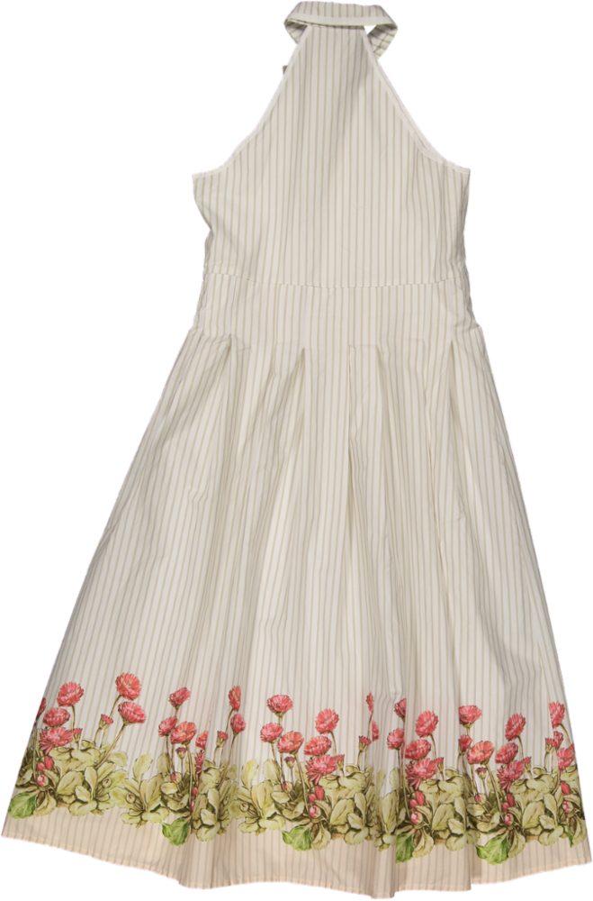 C-26519-Striped Collar Dress-White/Tan