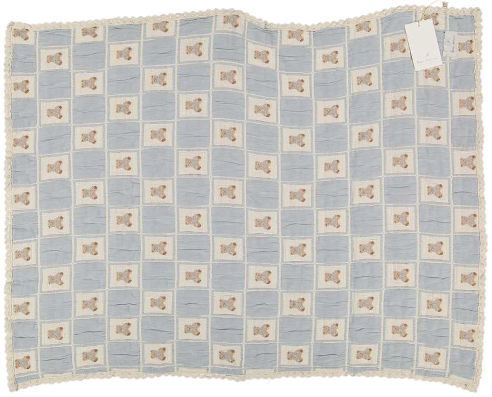 Teddy Bear Blanket - Blue Teddy Patchwork