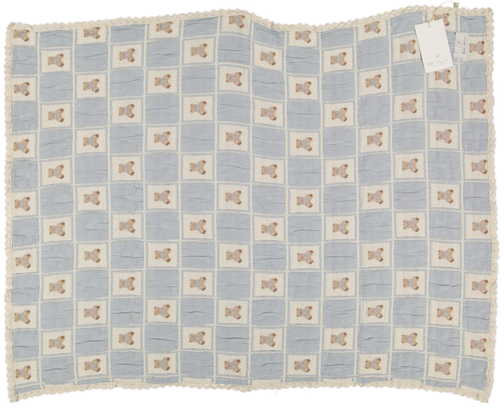 Teddy Bear Blanket - Blue Teddy Patchwork