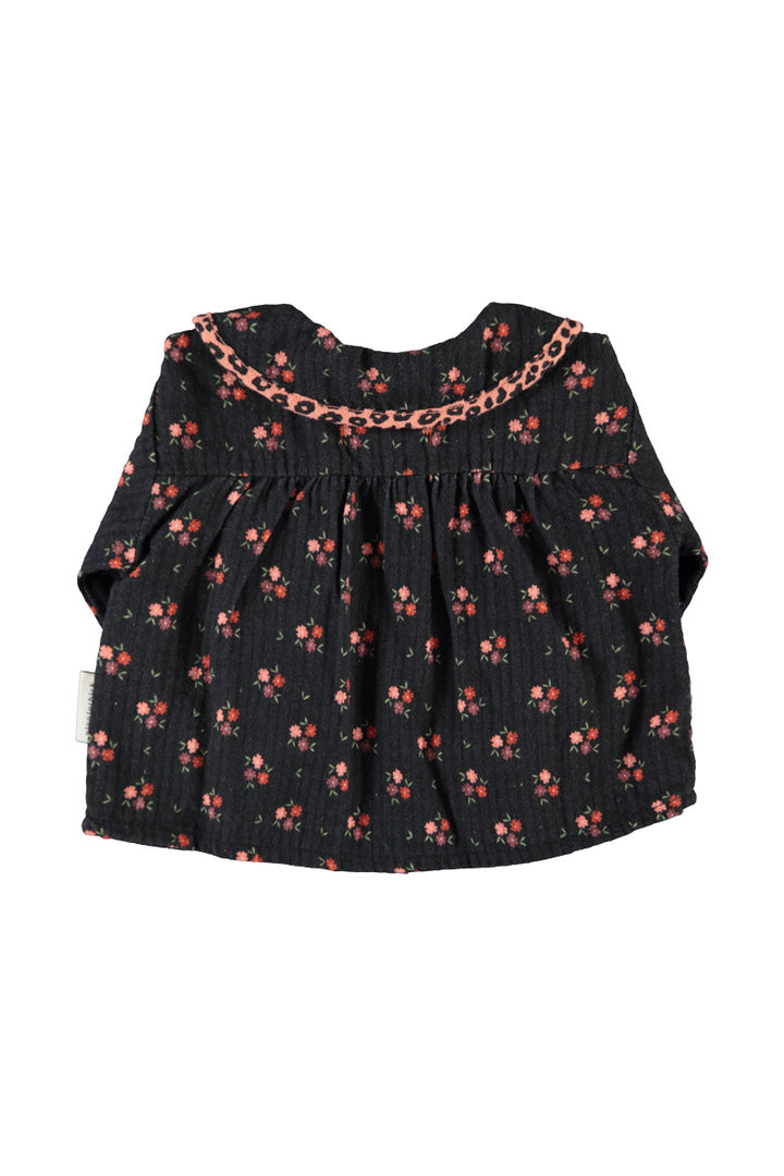 BM2602B PETER PAN COLLAR BLOUSE - BLACK W/ FLOWERS