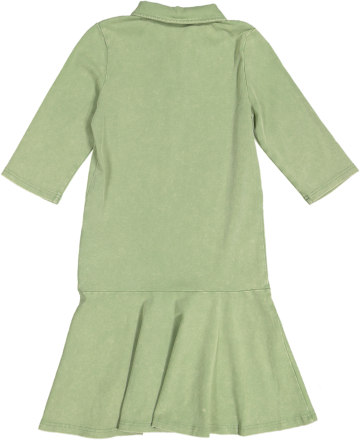 BTSS26017D-Embossed Volleyball 3/4 Sleeve Dress-Green