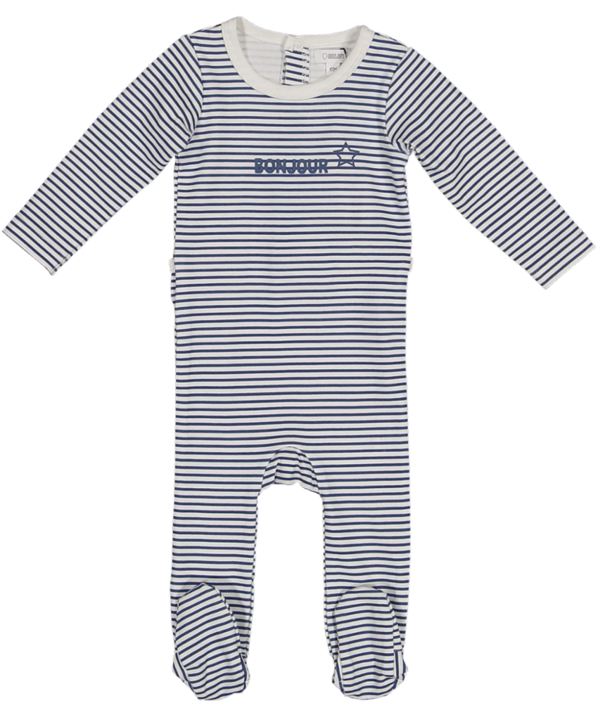 SP2503F-Bonjour Footie-Blue Sripe