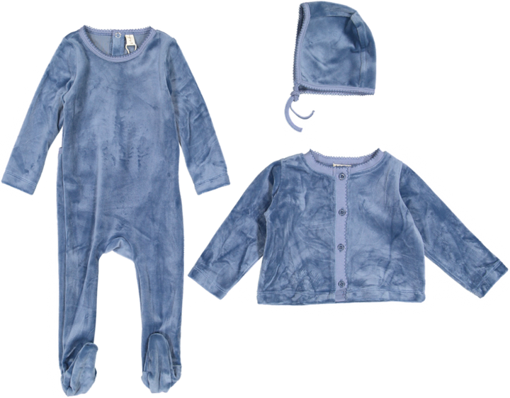 BLW48FCH-STRETCHIE/CARDIGAN/BEANIE SET-Blue