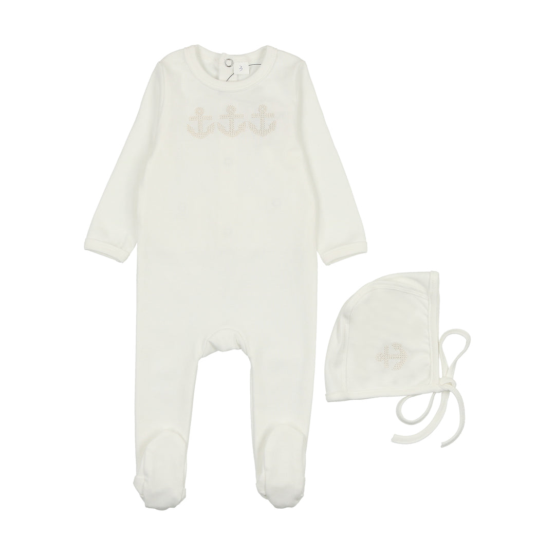 SL250148FS-Embroidered Footie Set-IVORY/ANCHOR